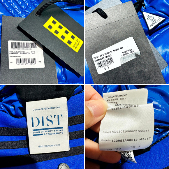 RARE Moncler x Adidas Chambery Down Jacket 3/ L Blue Quilted Side Snap NWT - Picture 16 of 16